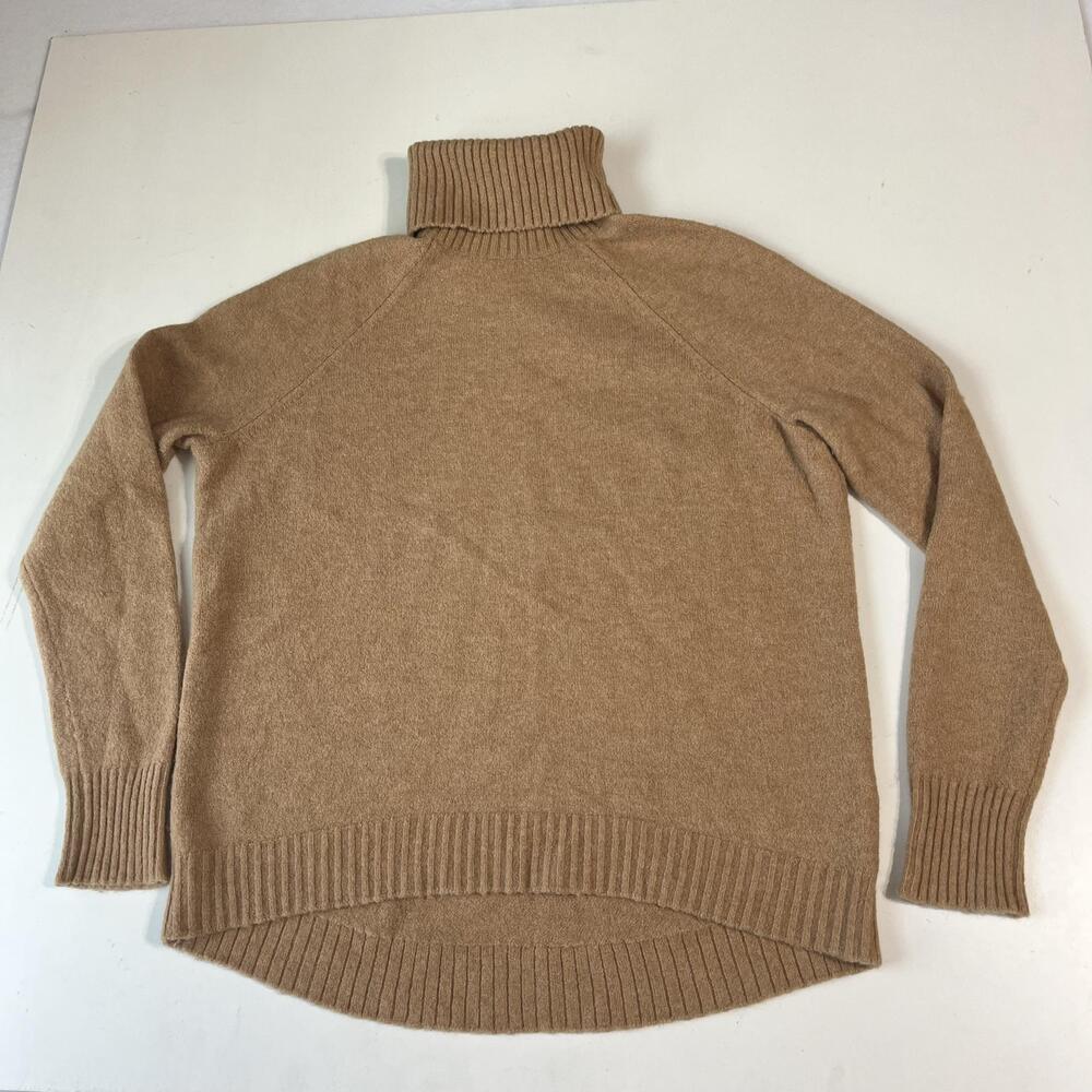 J.Crew Sweater Womens XS Camel Brown Alpaca Wool Turtleneck Raglan Knit Pullover